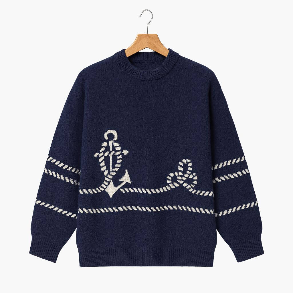Maden Men’s Anchor Pattern Sweater