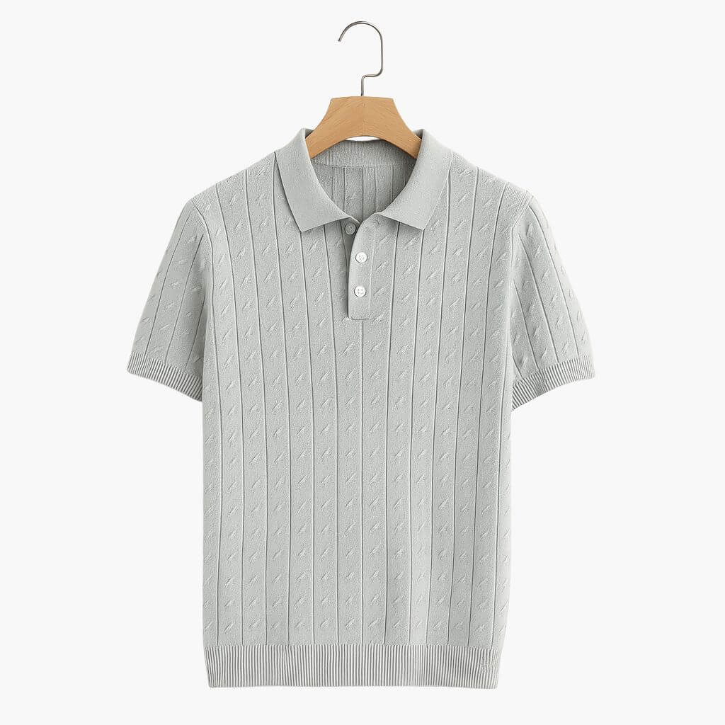 Vertical Jacquard Short-Sleeve Polo