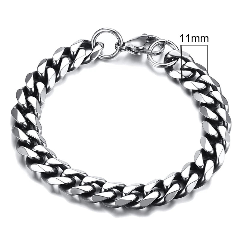 Vnox Wolesale 3-11mm Chunky Miami Curb Chain Bracelet for Men, Stainless Steel Cuban Link Chain Wristband Classic Punk Heavy