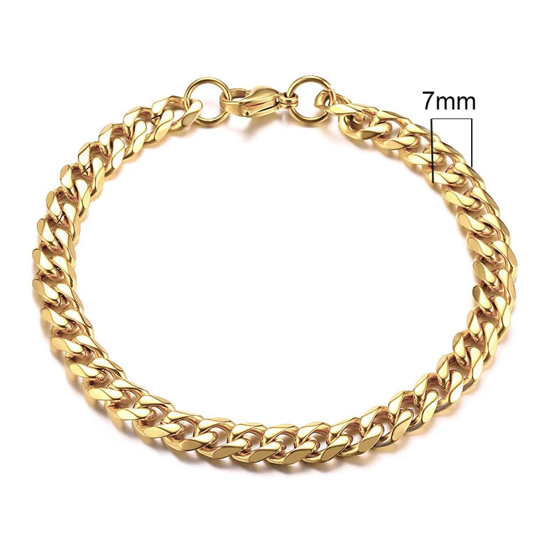 Vnox Wolesale 3-11mm Chunky Miami Curb Chain Bracelet for Men, Stainless Steel Cuban Link Chain Wristband Classic Punk Heavy