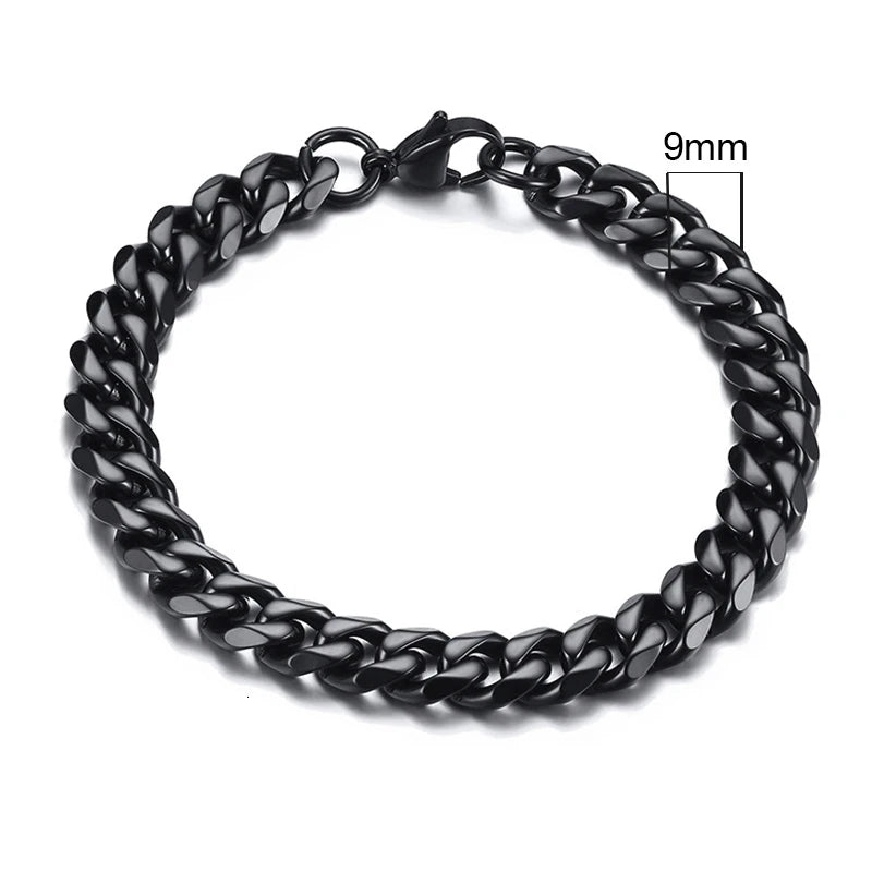 Vnox Wolesale 3-11mm Chunky Miami Curb Chain Bracelet for Men, Stainless Steel Cuban Link Chain Wristband Classic Punk Heavy