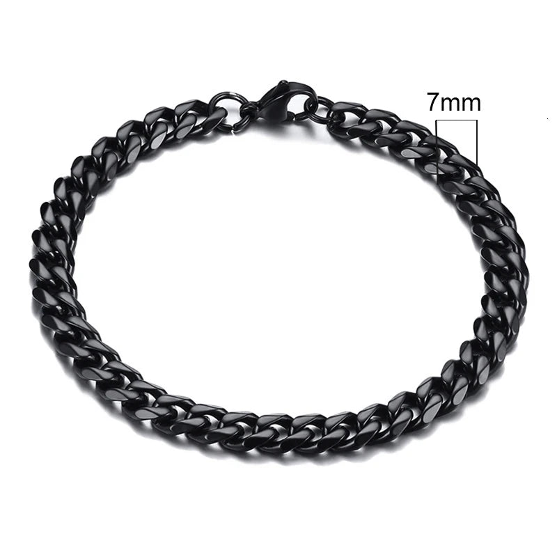 Vnox Wolesale 3-11mm Chunky Miami Curb Chain Bracelet for Men, Stainless Steel Cuban Link Chain Wristband Classic Punk Heavy
