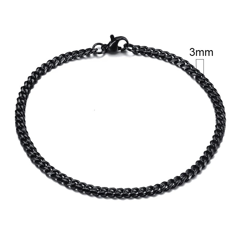 Vnox Wolesale 3-11mm Chunky Miami Curb Chain Bracelet for Men, Stainless Steel Cuban Link Chain Wristband Classic Punk Heavy