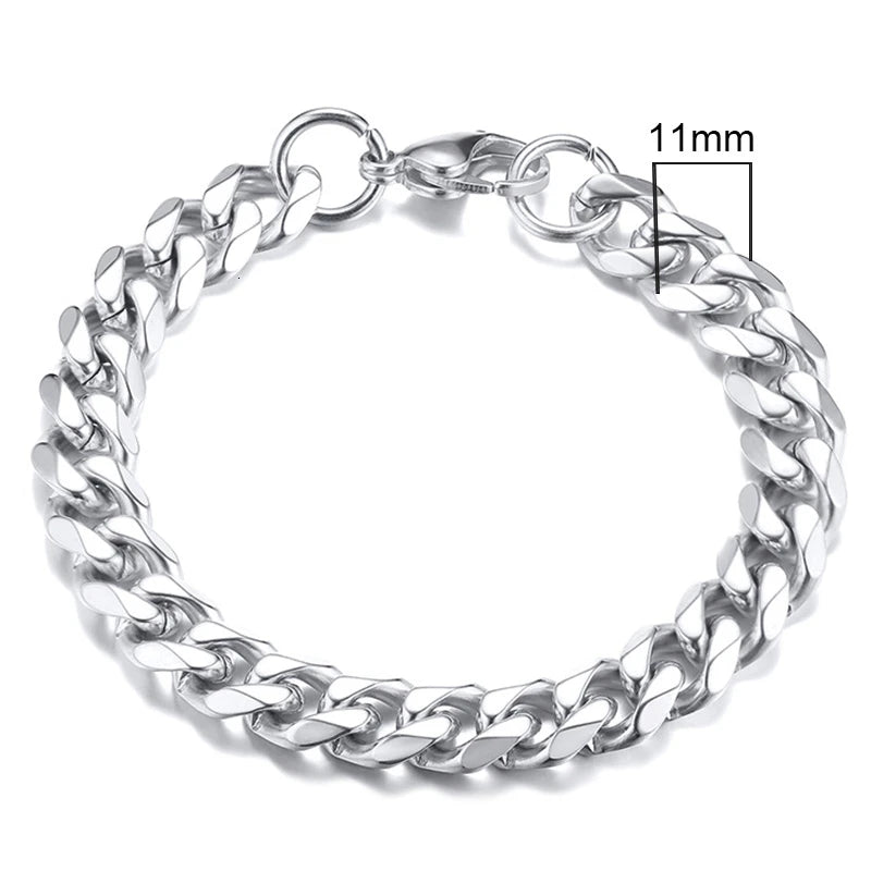 Vnox Wolesale 3-11mm Chunky Miami Curb Chain Bracelet for Men, Stainless Steel Cuban Link Chain Wristband Classic Punk Heavy