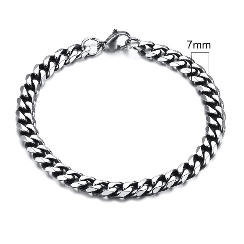 Vnox Wolesale 3-11mm Chunky Miami Curb Chain Bracelet for Men, Stainless Steel Cuban Link Chain Wristband Classic Punk Heavy
