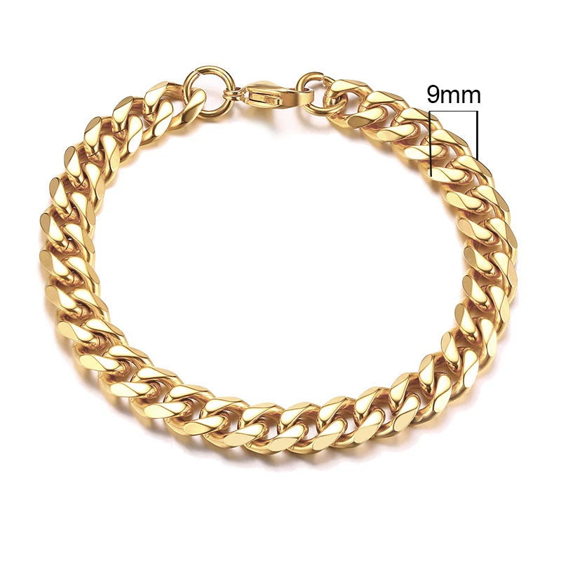 Vnox Wolesale 3-11mm Chunky Miami Curb Chain Bracelet for Men, Stainless Steel Cuban Link Chain Wristband Classic Punk Heavy