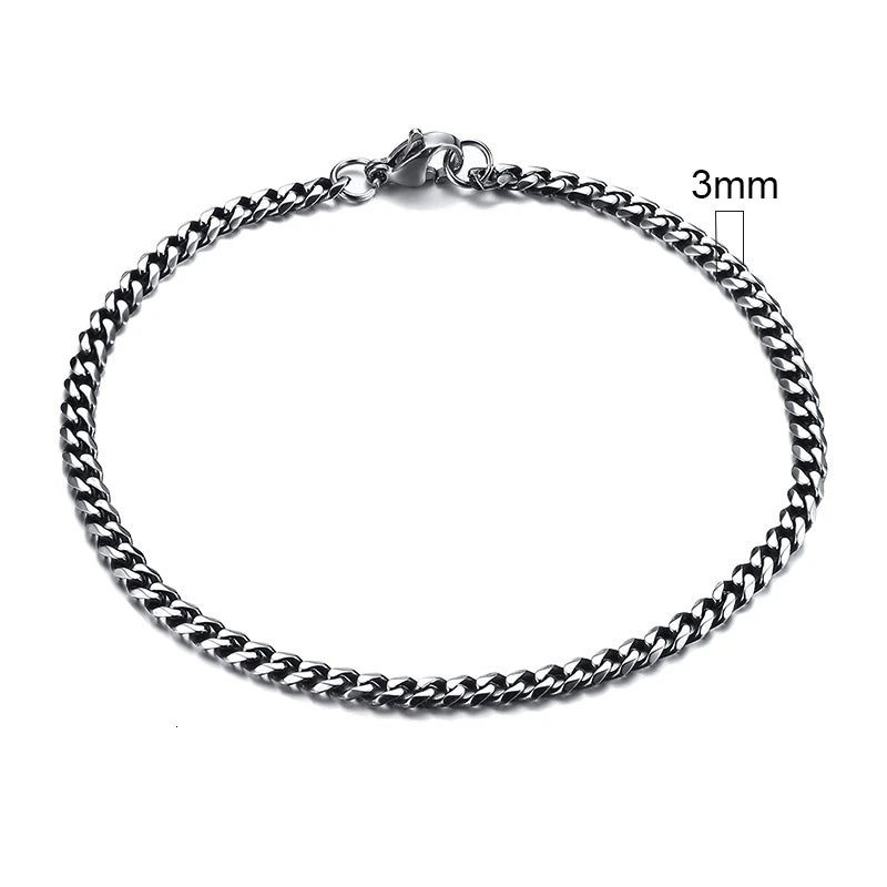 Vnox Wolesale 3-11mm Chunky Miami Curb Chain Bracelet for Men, Stainless Steel Cuban Link Chain Wristband Classic Punk Heavy