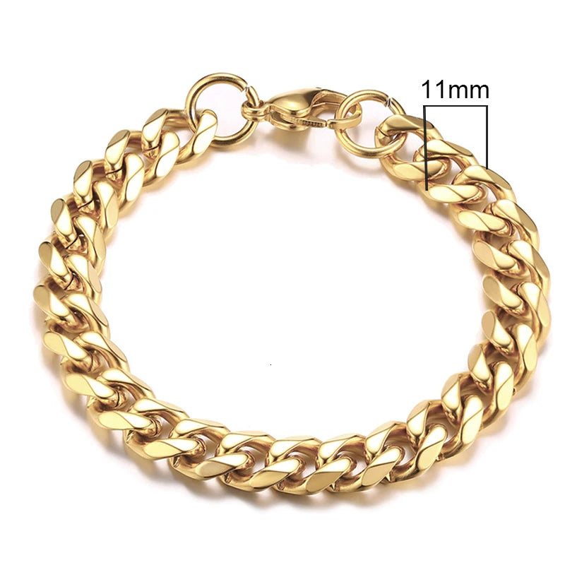 Vnox Wolesale 3-11mm Chunky Miami Curb Chain Bracelet for Men, Stainless Steel Cuban Link Chain Wristband Classic Punk Heavy