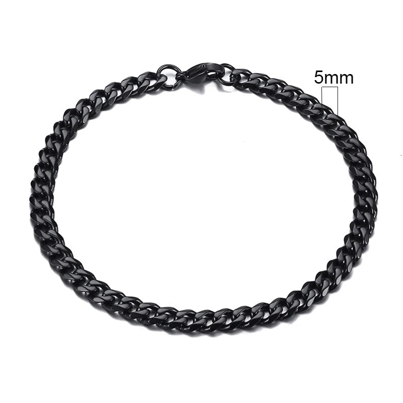 Vnox Wolesale 3-11mm Chunky Miami Curb Chain Bracelet for Men, Stainless Steel Cuban Link Chain Wristband Classic Punk Heavy