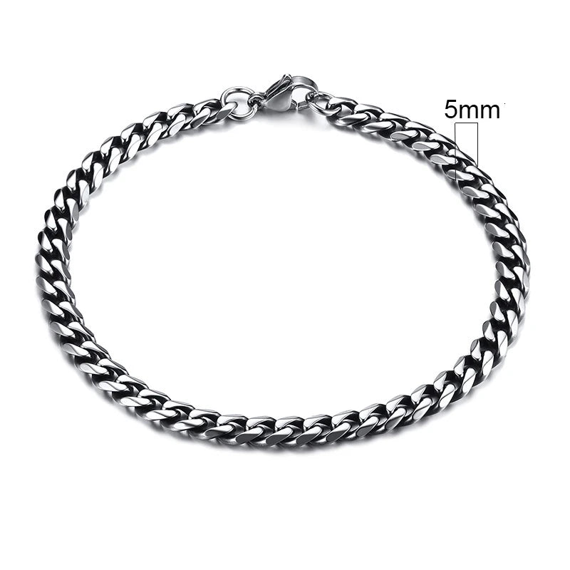 Vnox Wolesale 3-11mm Chunky Miami Curb Chain Bracelet for Men, Stainless Steel Cuban Link Chain Wristband Classic Punk Heavy