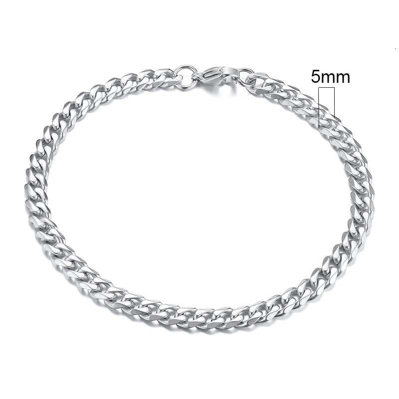 Vnox Wolesale 3-11mm Chunky Miami Curb Chain Bracelet for Men, Stainless Steel Cuban Link Chain Wristband Classic Punk Heavy