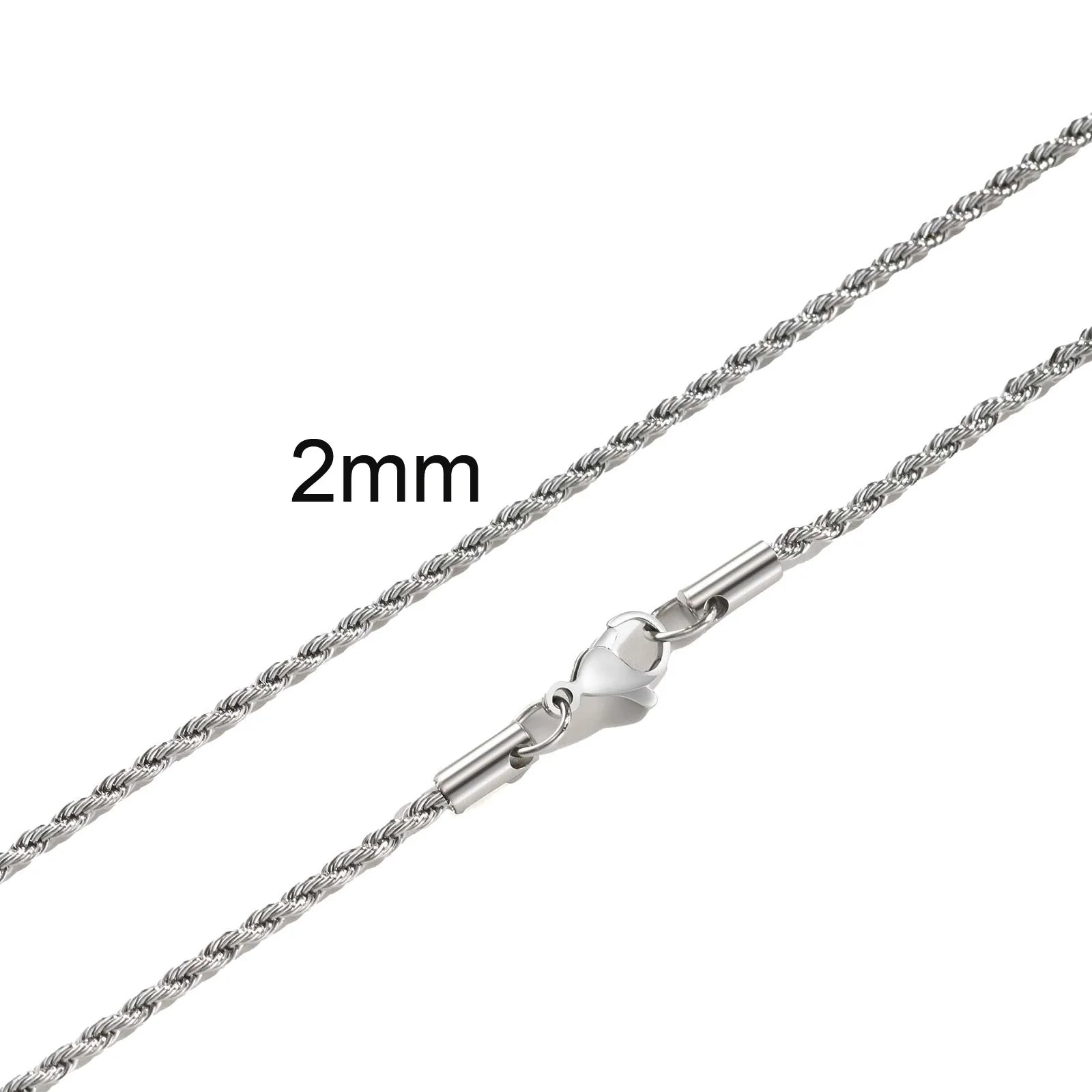 Ropes Long Necklace for Men Women,Stainless Steel Gold Color Twisted Rope Chain Collar,2/3/4/5mm Punk Basic Waterproof Jewelry