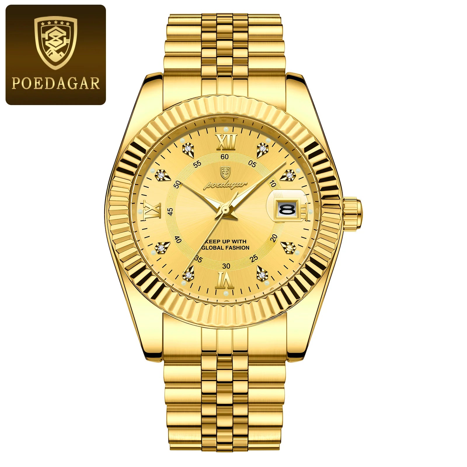 POEDAGAR Top Fashion Wristwatch For Men Waterproof Luminous Date Business Man Watch Stainless Steel Quartz Classic Men's Watches