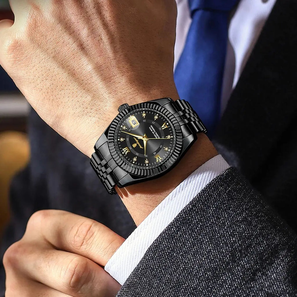 POEDAGAR Top Fashion Wristwatch For Men Waterproof Luminous Date Business Man Watch Stainless Steel Quartz Classic Men's Watches