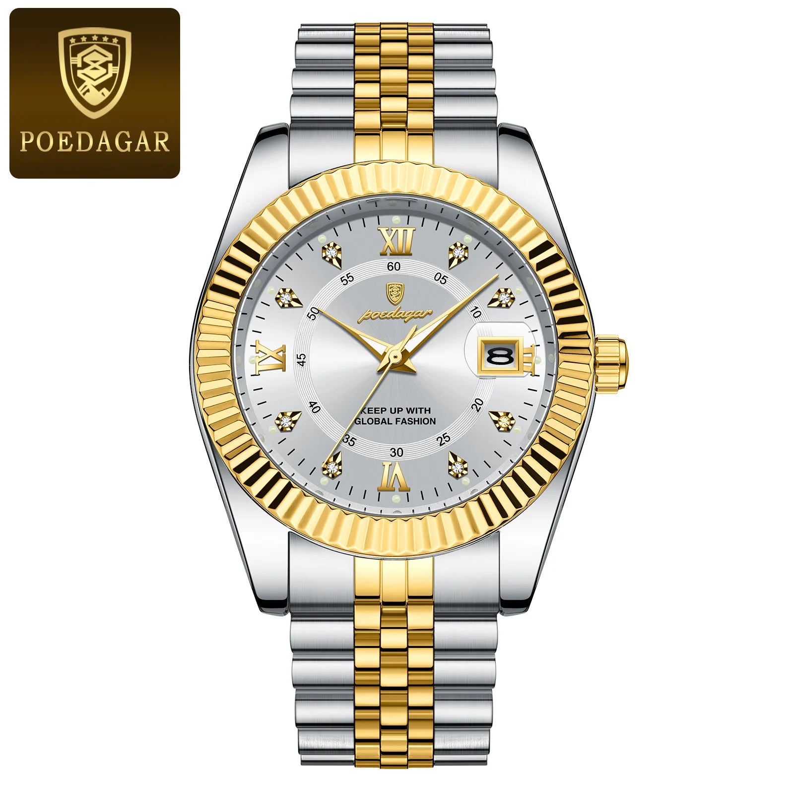 POEDAGAR Top Fashion Wristwatch For Men Waterproof Luminous Date Business Man Watch Stainless Steel Quartz Classic Men's Watches