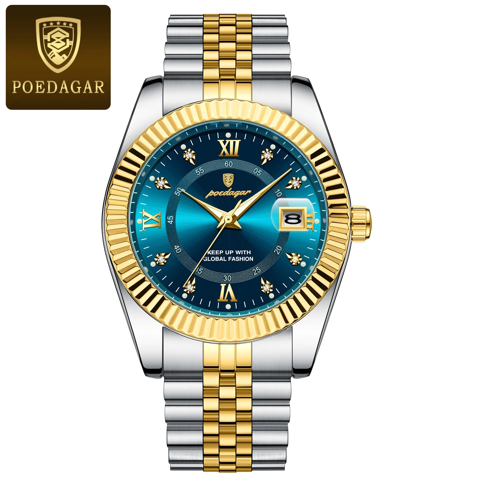 POEDAGAR Top Fashion Wristwatch For Men Waterproof Luminous Date Business Man Watch Stainless Steel Quartz Classic Men's Watches