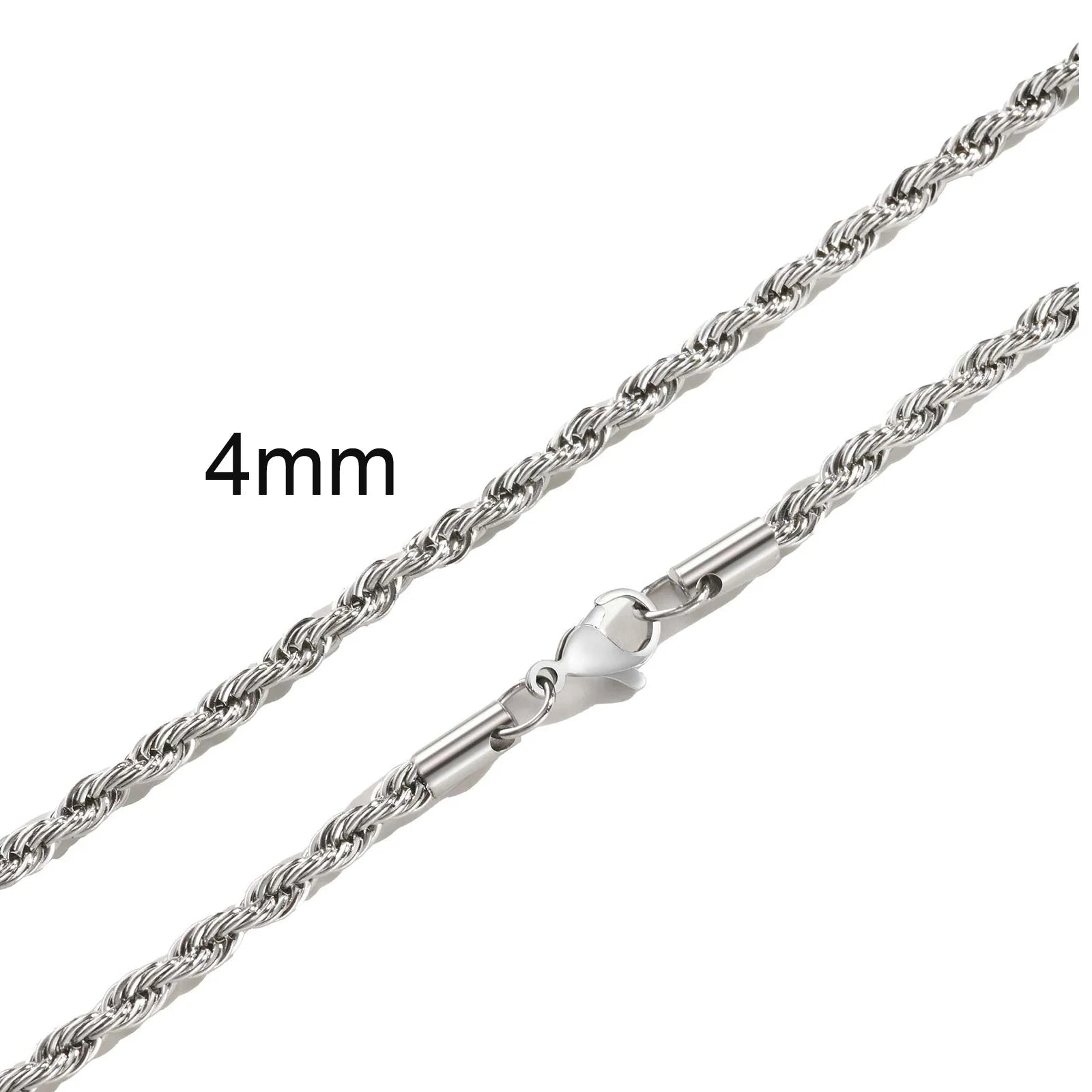 Ropes Long Necklace for Men Women,Stainless Steel Gold Color Twisted Rope Chain Collar,2/3/4/5mm Punk Basic Waterproof Jewelry