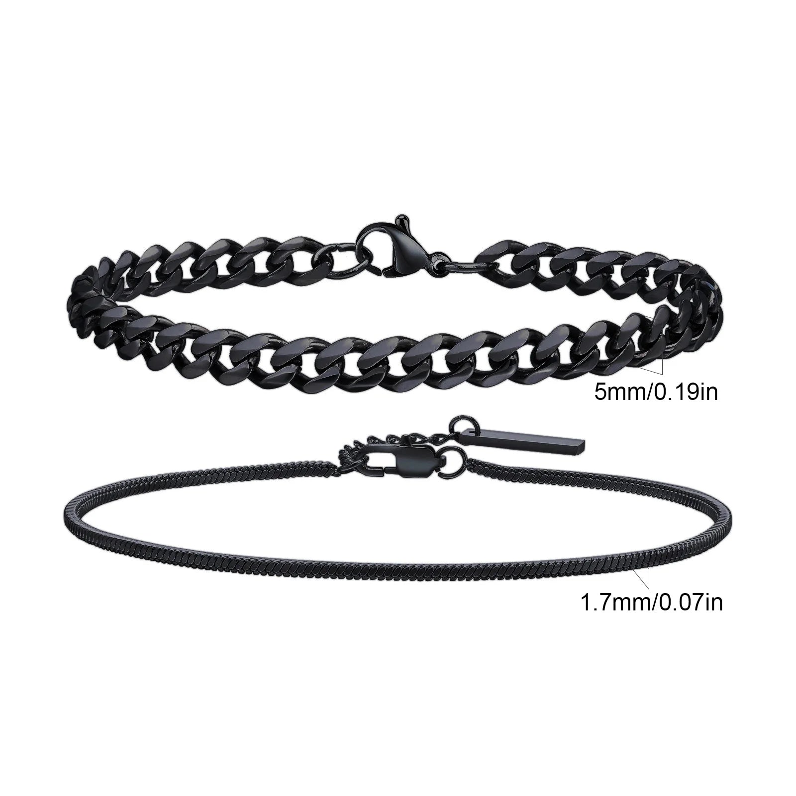2pcs Men's Chain Bracelets,Stainless Steel Silver Gold Black Color Twist Rope Chain Wristband,Trendy Cuban Link Chains Gift