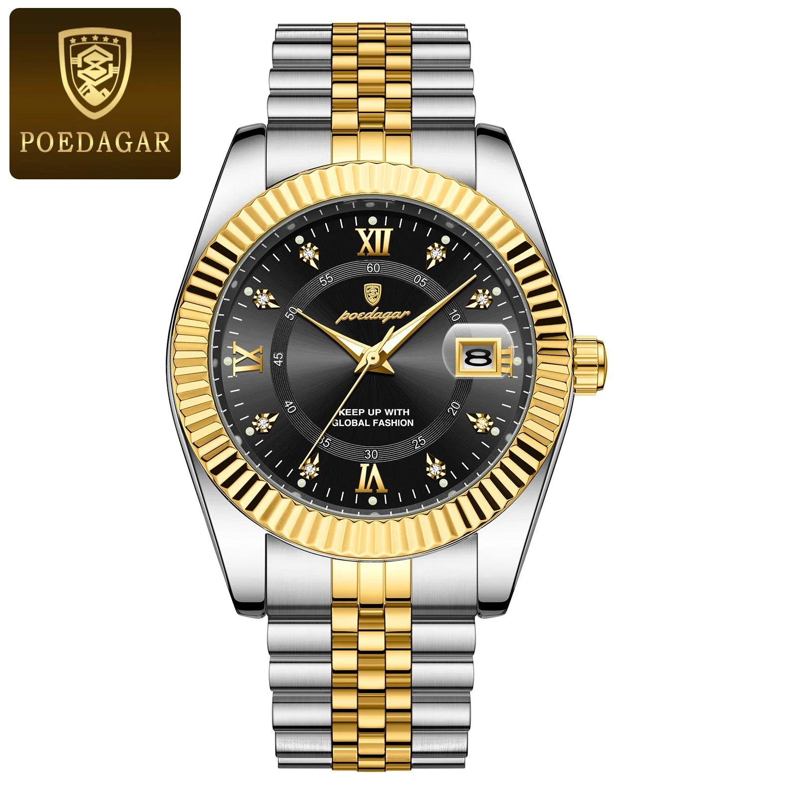 POEDAGAR Top Fashion Wristwatch For Men Waterproof Luminous Date Business Man Watch Stainless Steel Quartz Classic Men's Watches
