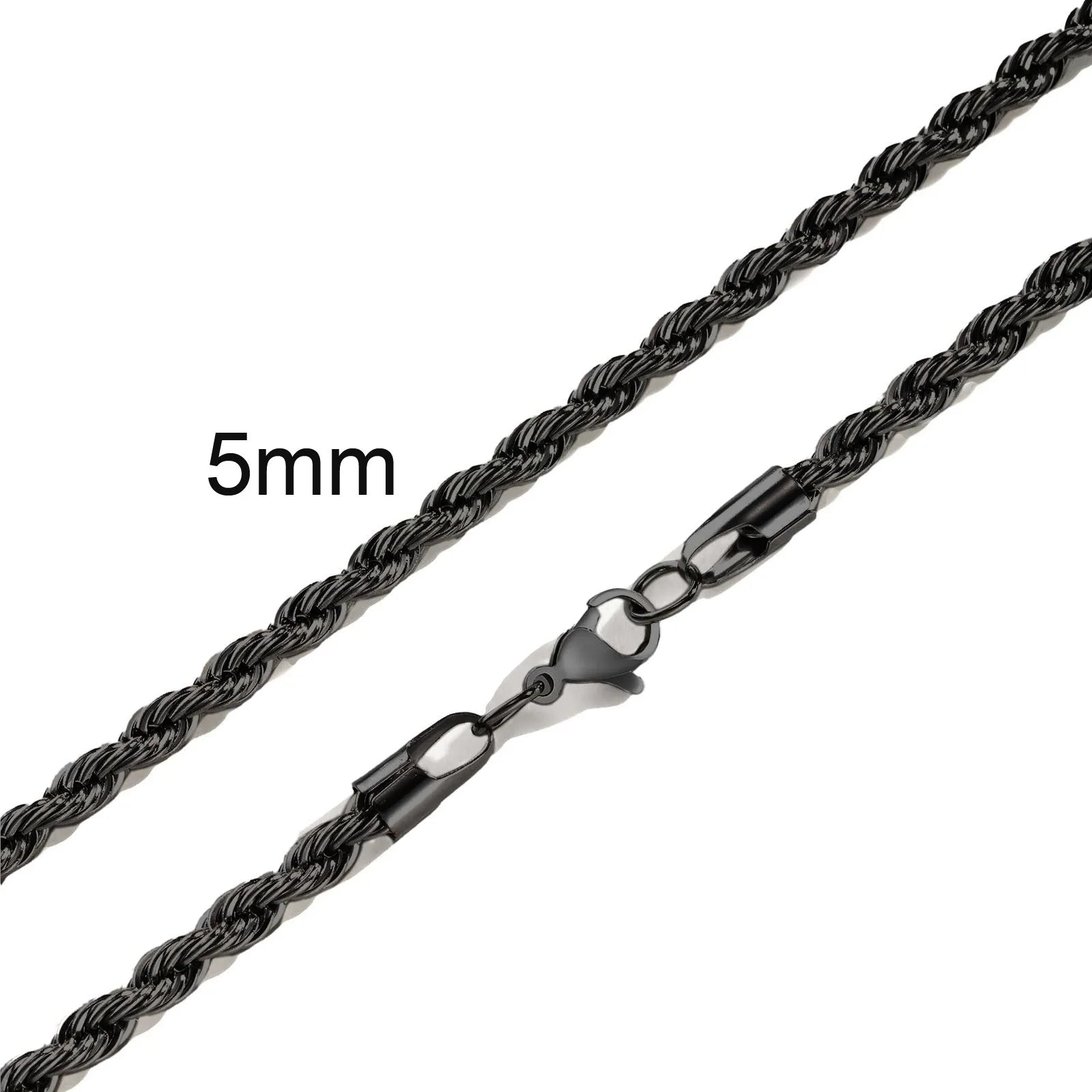 Ropes Long Necklace for Men Women,Stainless Steel Gold Color Twisted Rope Chain Collar,2/3/4/5mm Punk Basic Waterproof Jewelry