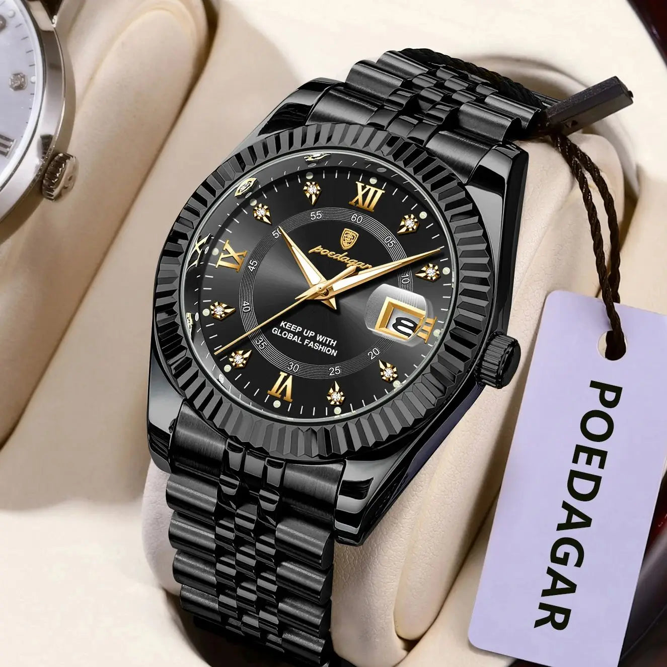 POEDAGAR Top Fashion Wristwatch For Men Waterproof Luminous Date Business Man Watch Stainless Steel Quartz Classic Men's Watches