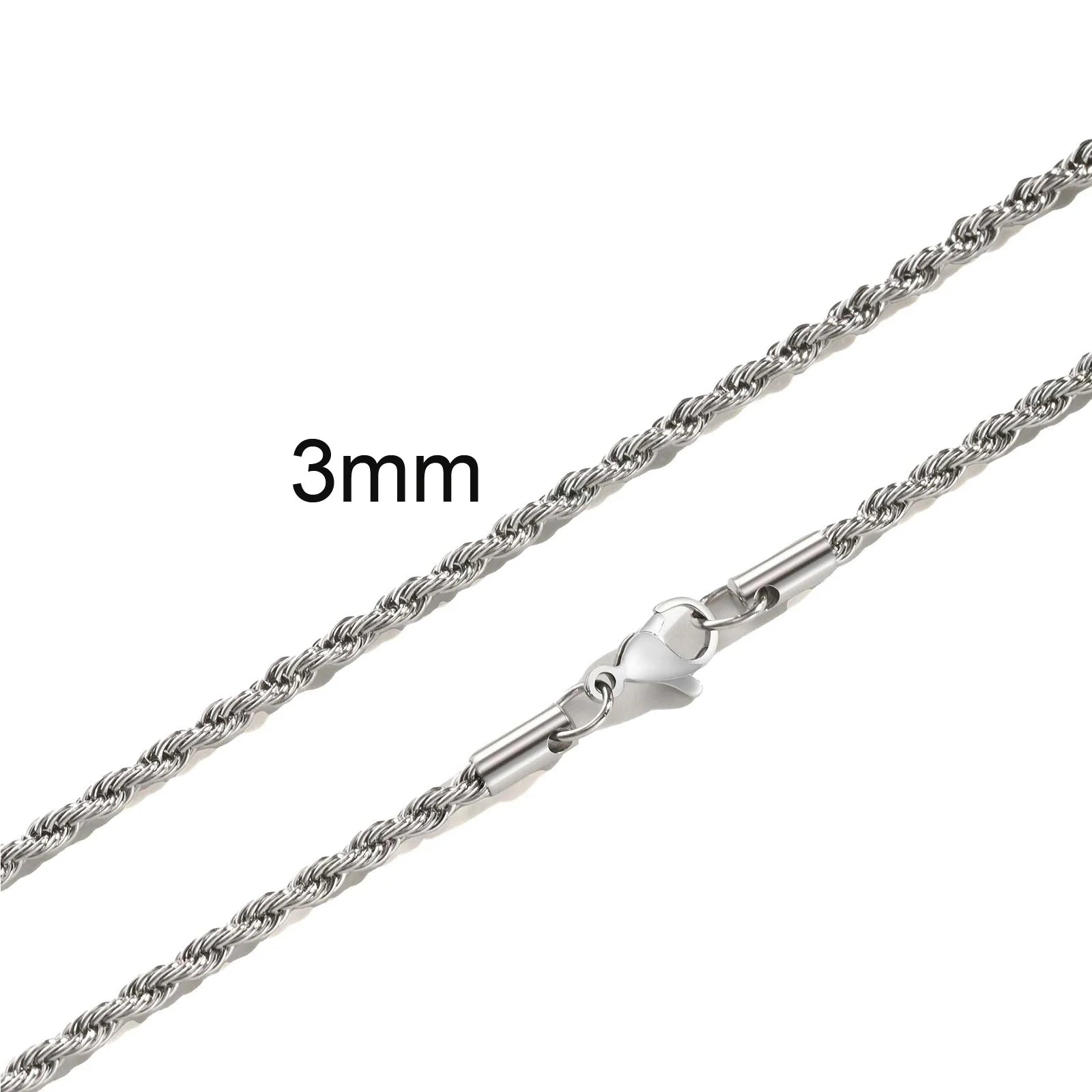 Ropes Long Necklace for Men Women,Stainless Steel Gold Color Twisted Rope Chain Collar,2/3/4/5mm Punk Basic Waterproof Jewelry