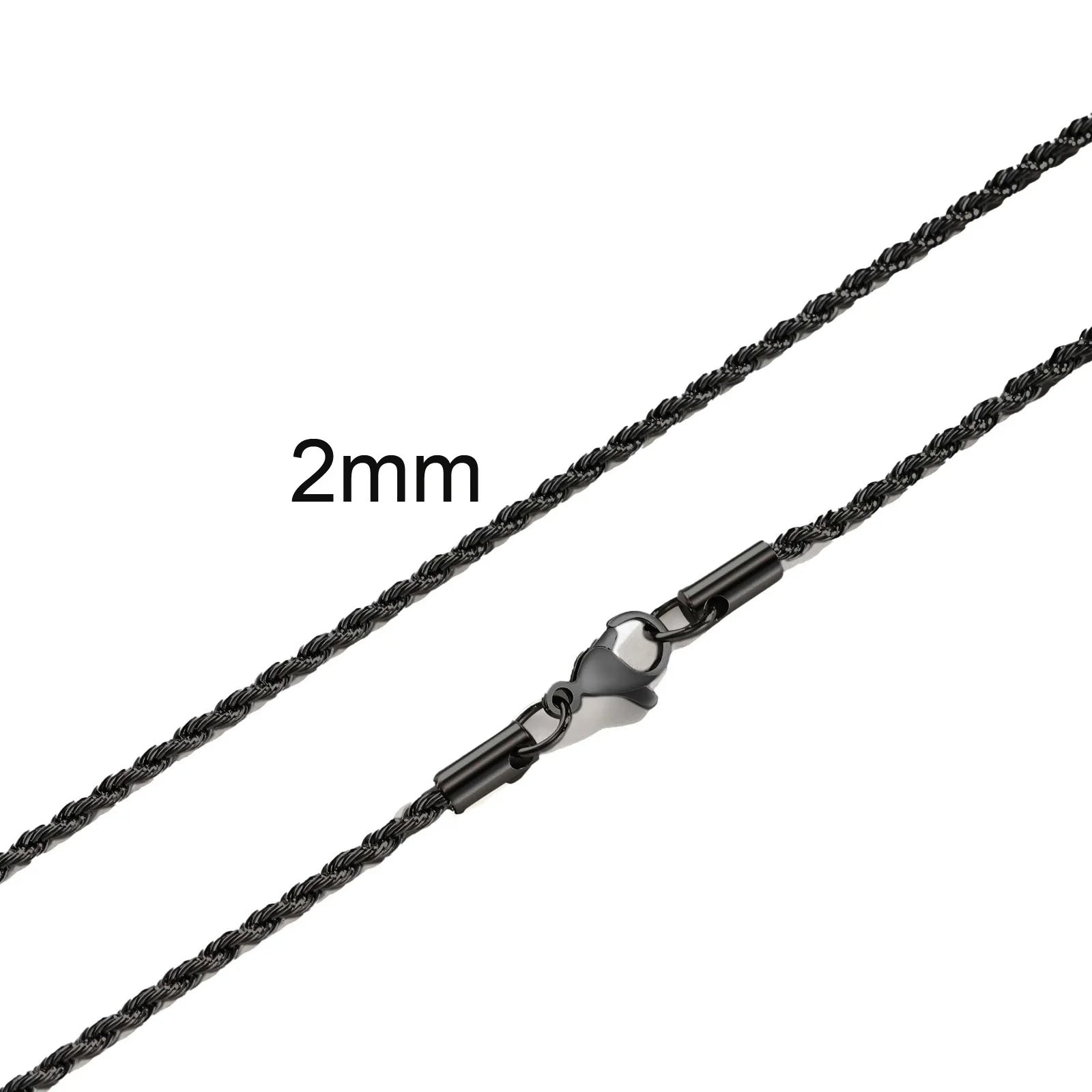 Ropes Long Necklace for Men Women,Stainless Steel Gold Color Twisted Rope Chain Collar,2/3/4/5mm Punk Basic Waterproof Jewelry