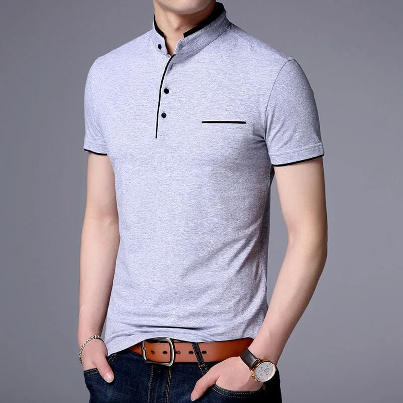 Men’s Mandarin Collar Polo Shirt