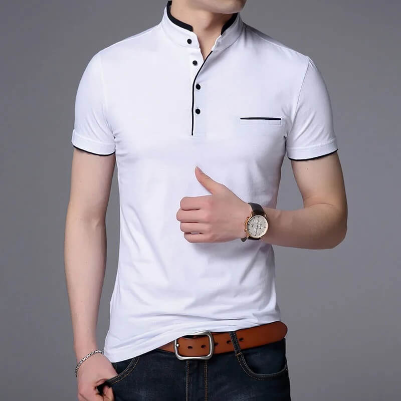 Men’s Mandarin Collar Polo Shirt