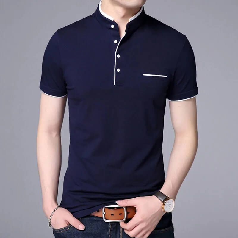 Men’s Mandarin Collar Polo Shirt