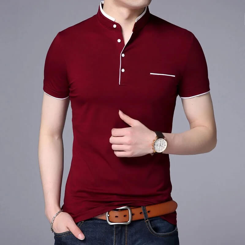 Men’s Mandarin Collar Polo Shirt