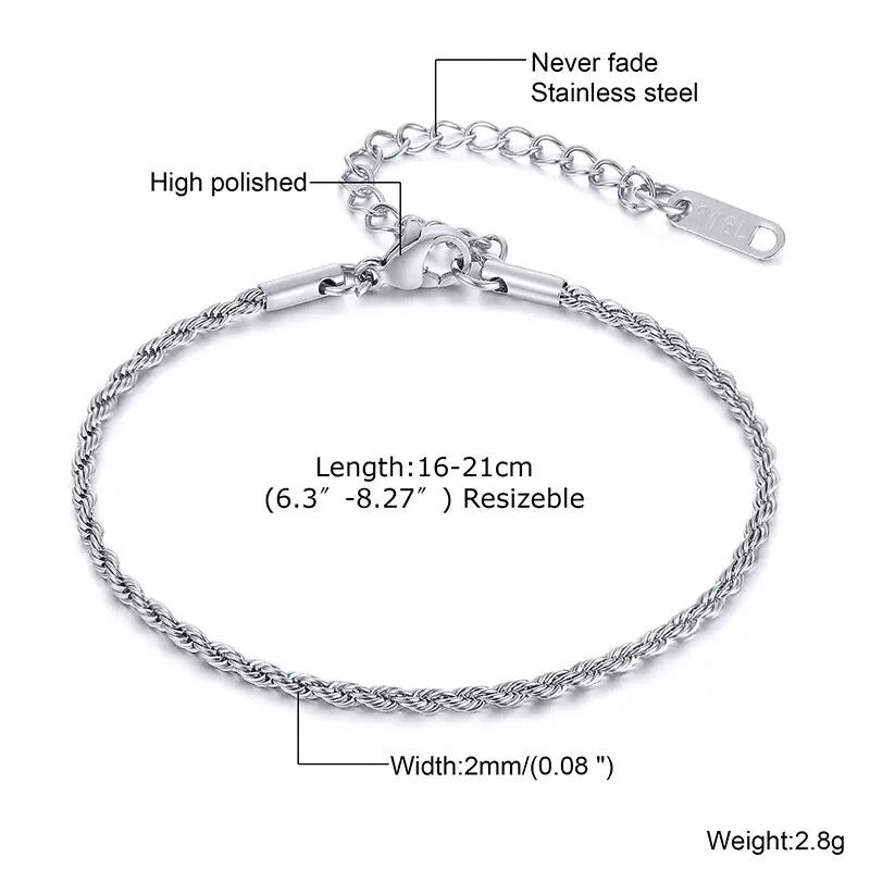 Men’s Stainless Steel Rope Bracelet
