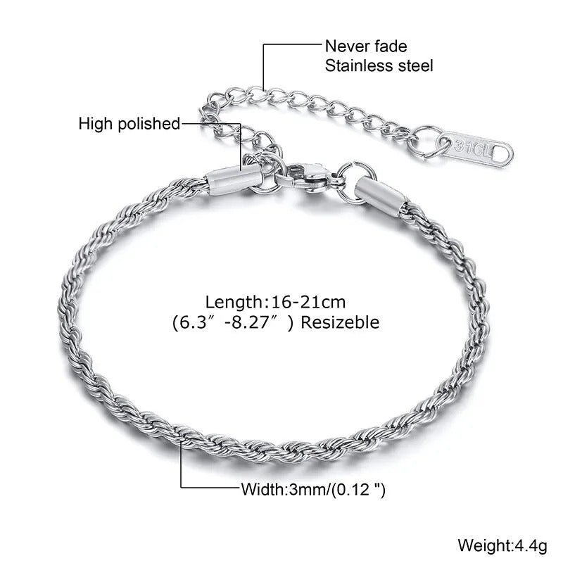 Men’s Stainless Steel Rope Bracelet