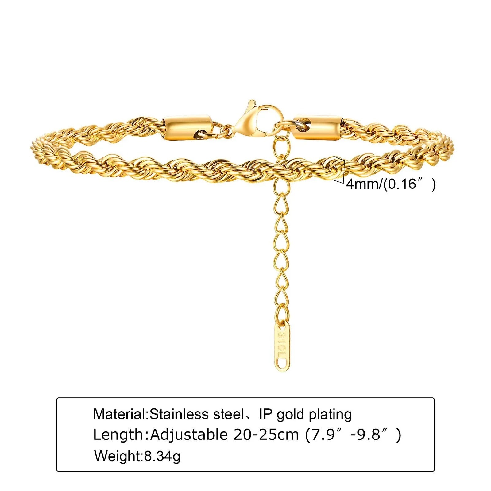 Men’s Stainless Steel Rope Bracelet