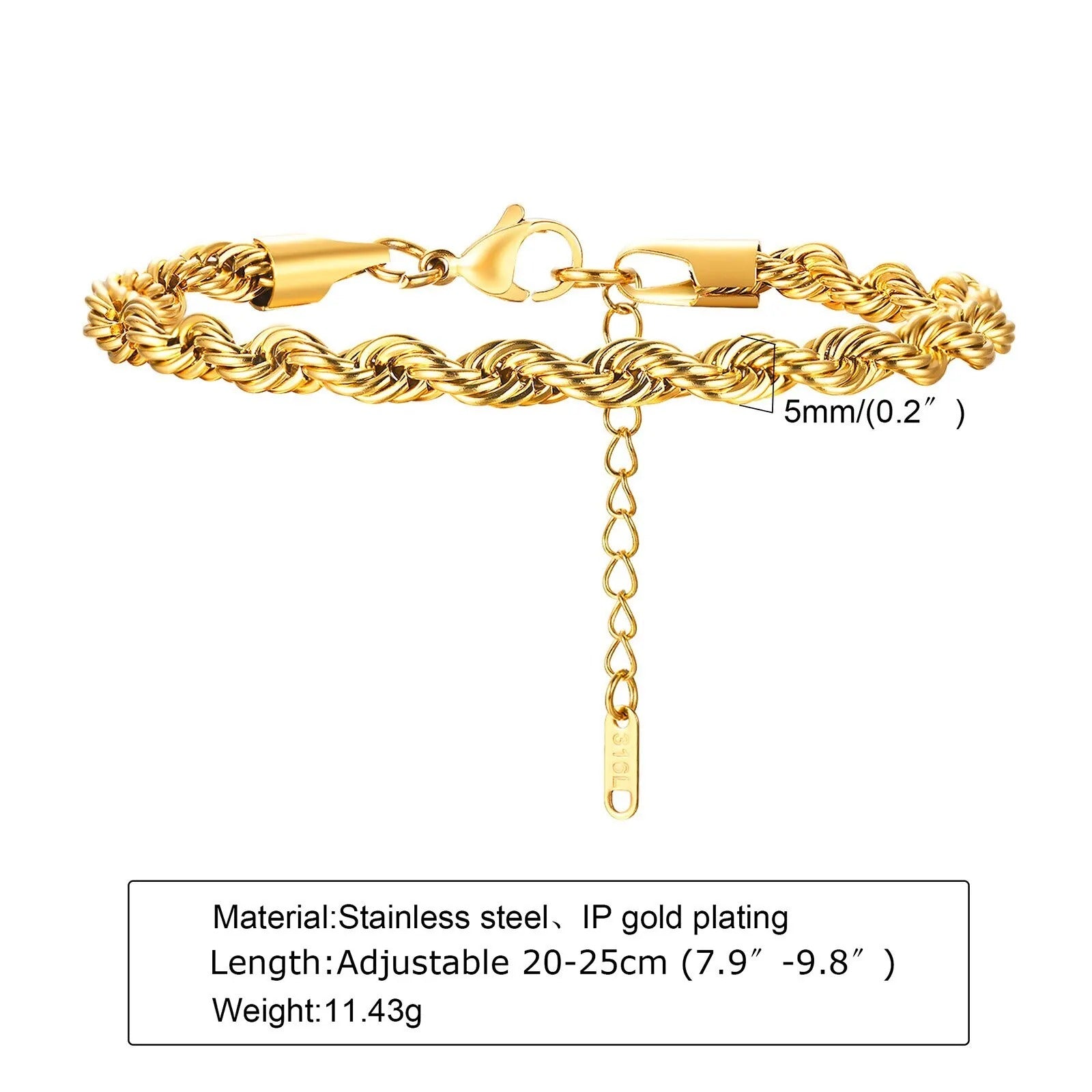 Men’s Stainless Steel Rope Bracelet