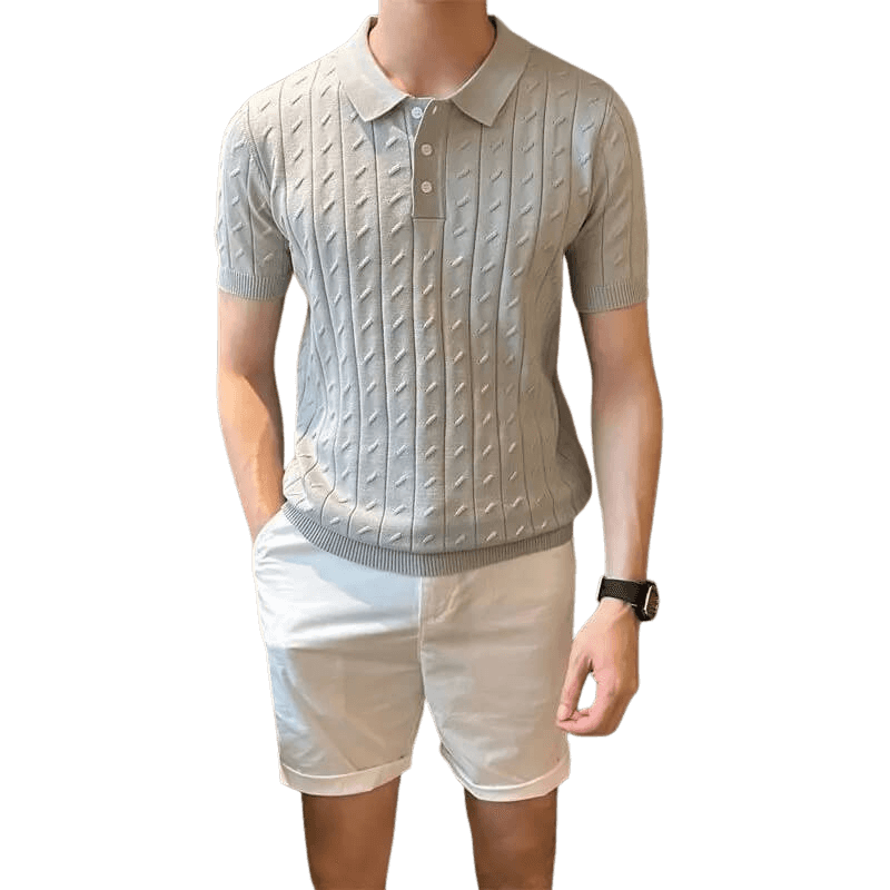 Vertical Jacquard Short-Sleeve Polo