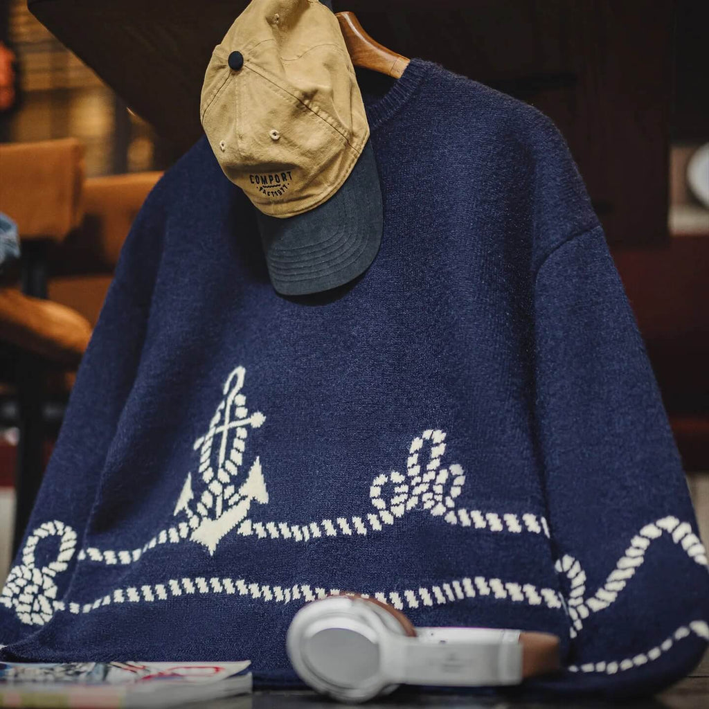 Maden Men’s Anchor Pattern Sweater