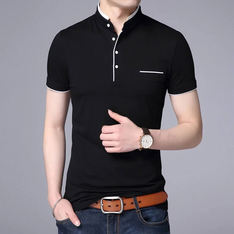 Men’s Mandarin Collar Polo Shirt