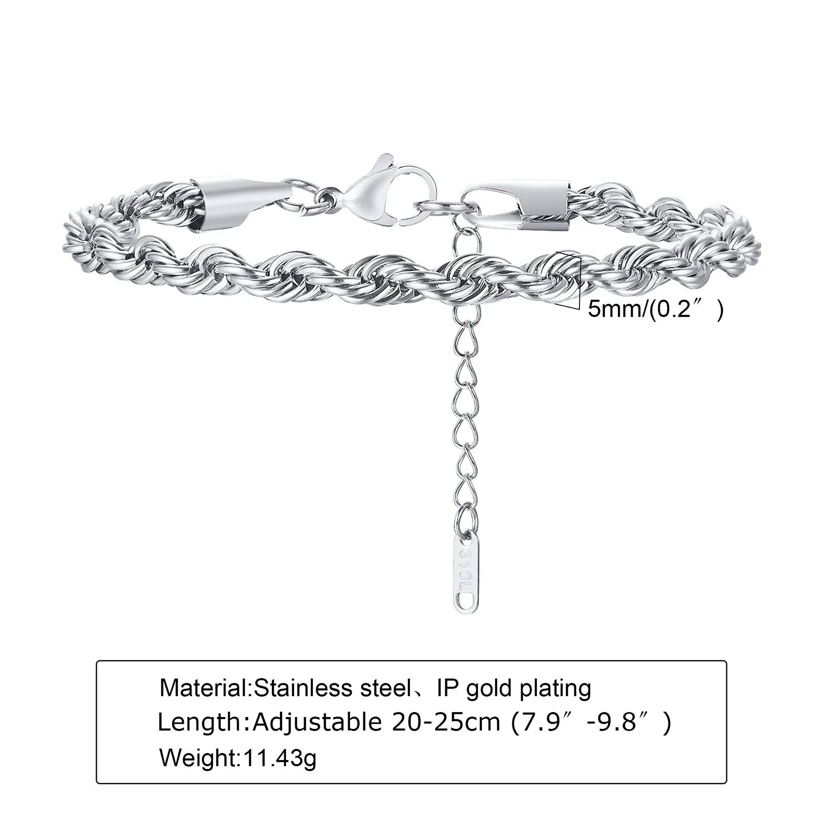 Men’s Stainless Steel Rope Bracelet