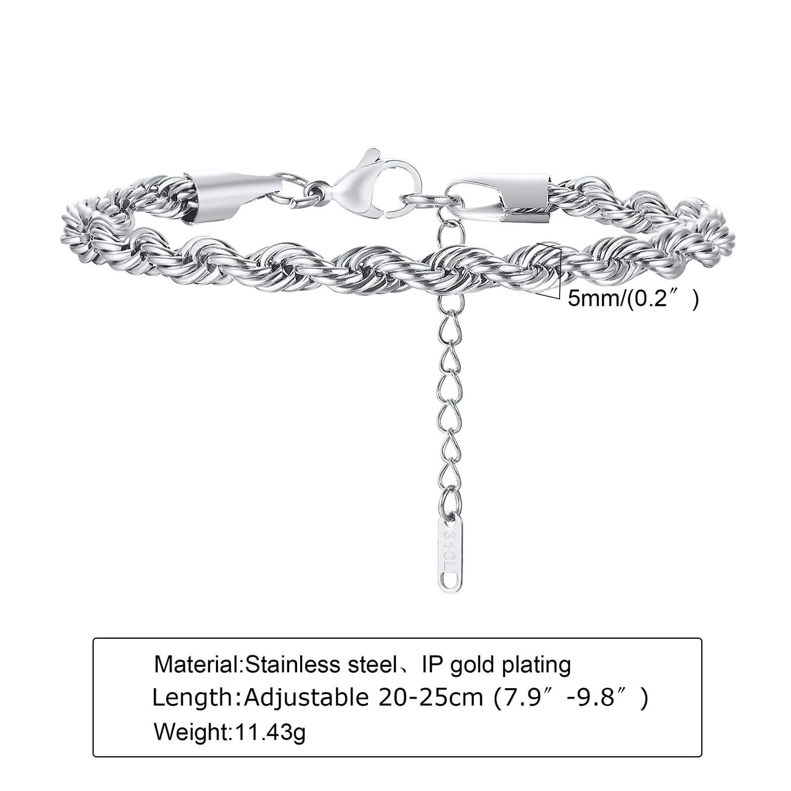 Men’s Stainless Steel Rope Bracelet