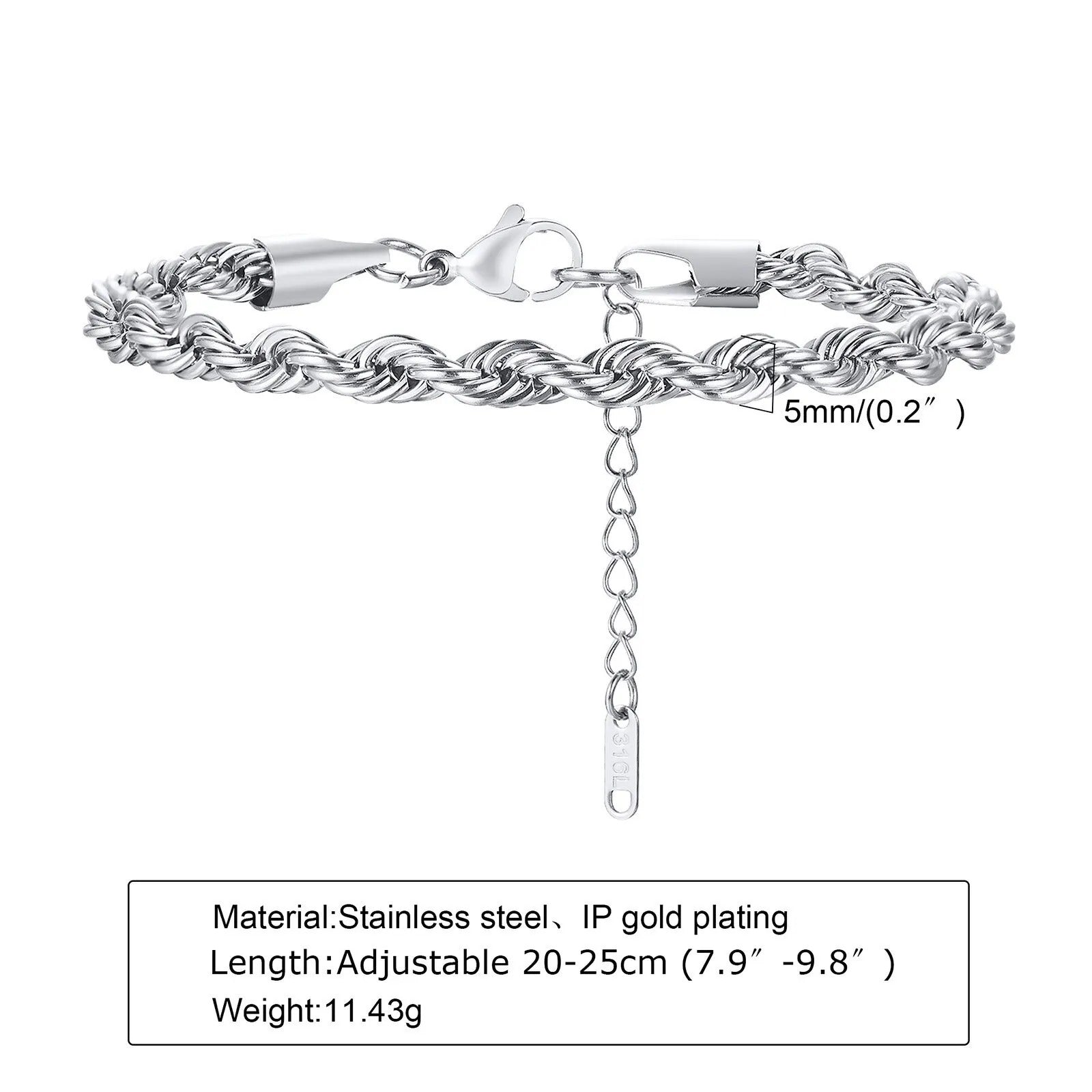 Men’s Stainless Steel Rope Bracelet